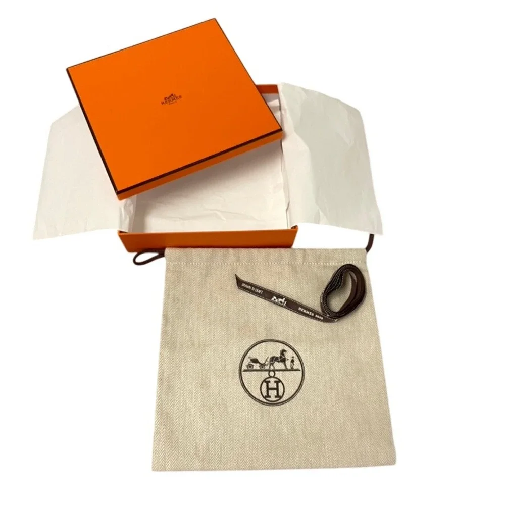 Hermes Packaging Set Orange Box Dust Bag Ribbon Tissue Paper 7.5x7.5x2.25